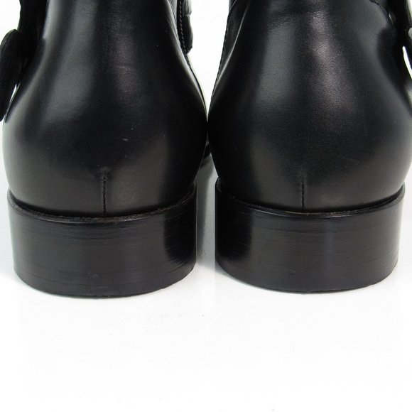 FENDI Black Leather Boots with Crocodile Strap Women's Size 8 or 39 - Picture 5 of 13